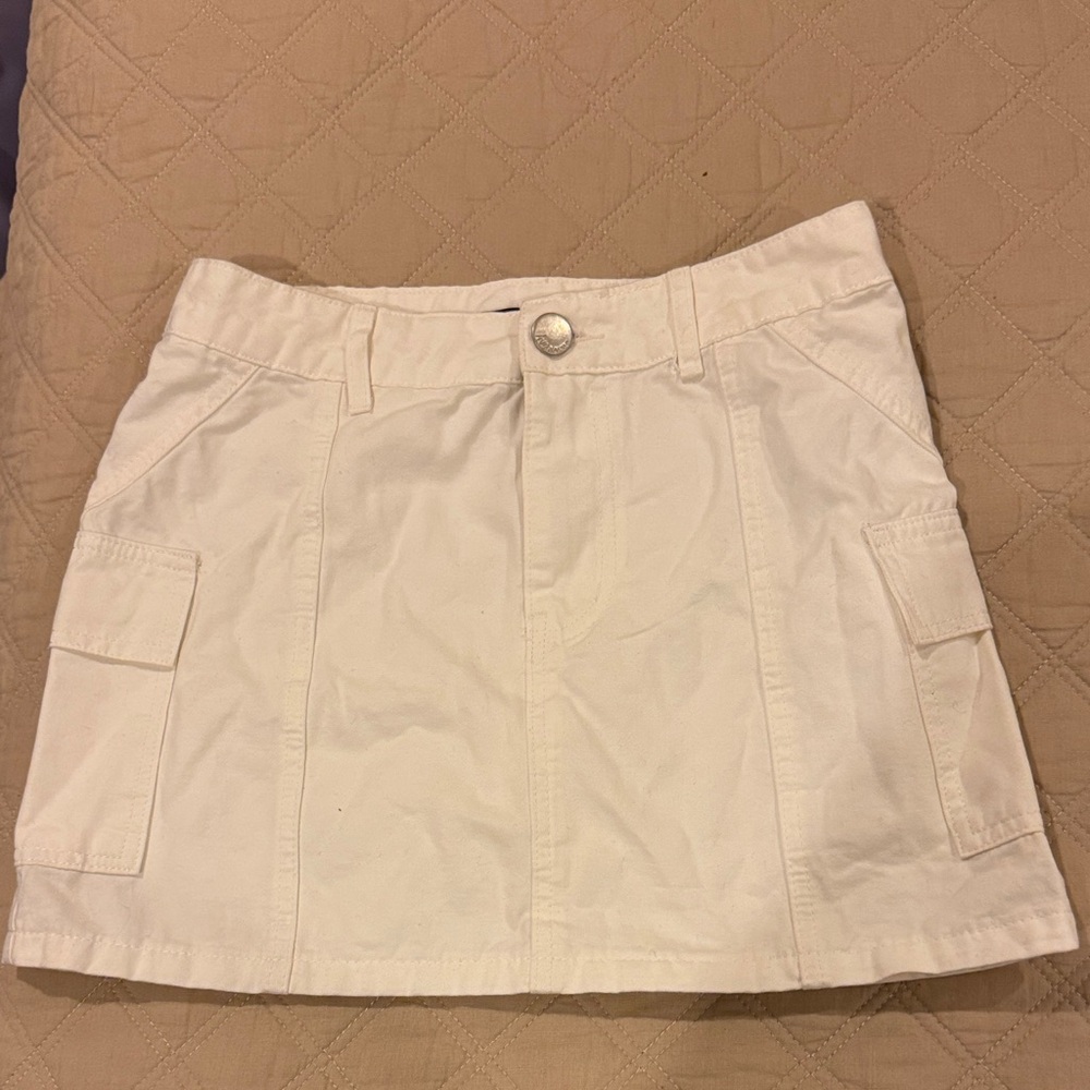 Cream Mini Skirt with Pockets